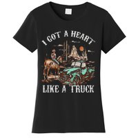 Western Sunset Cow I Got A Heart Like A Truck Vintage Women's T-Shirt