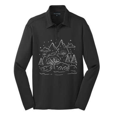 Winter Scene Cozy Winter Season Tea Snow Gift Silk Touch Performance Long Sleeve Polo