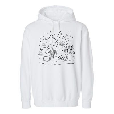 Winter Scene Cozy Winter Season Tea Snow Gift Garment-Dyed Fleece Hoodie