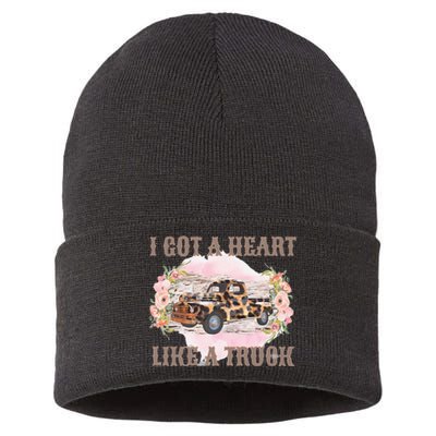 Western Sunset Cowgirl I Got A Heart Like A Truck Sustainable Knit Beanie