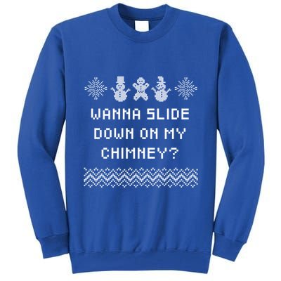 Wanna Slide Down On My Chimney Christmas Dad Jokes Xmas Gift Tall Sweatshirt