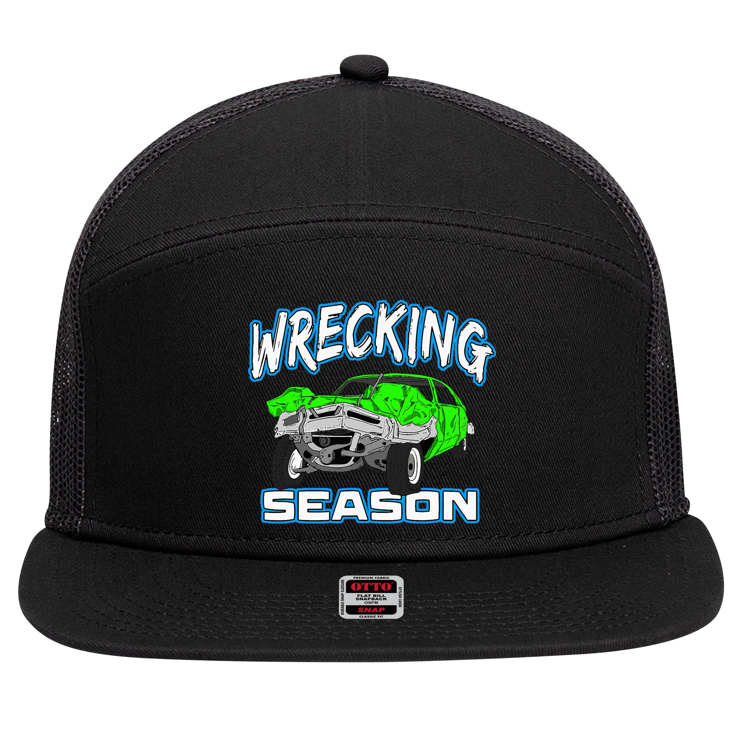Wrecking Season Demolition Derby 7 Panel Mesh Trucker Snapback Hat