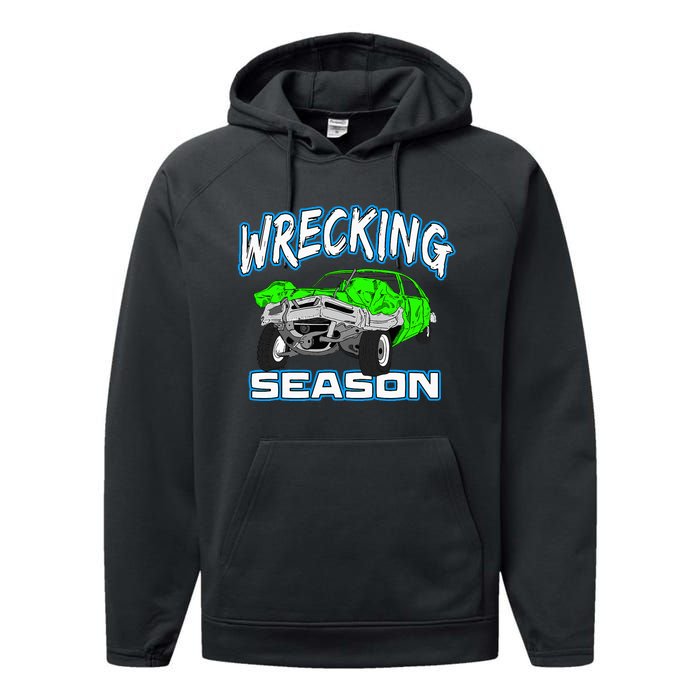 Wrecking Season Demolition Derby Performance Fleece Hoodie