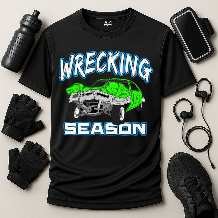 Wrecking Season Demolition Derby Cooling Performance Crew T-Shirt