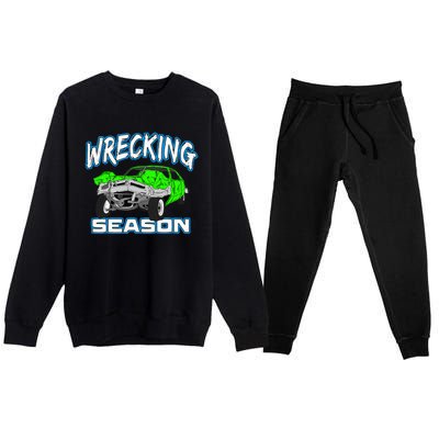 Wrecking Season Demolition Derby Premium Crewneck Sweatsuit Set