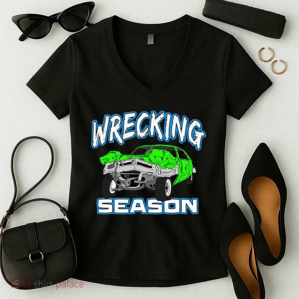 Wrecking Season Demolition Derby Women's V-Neck T-Shirt