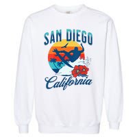 Womens San Diego California Beach Surf Summer Vacation Vintage Garment-Dyed Sweatshirt