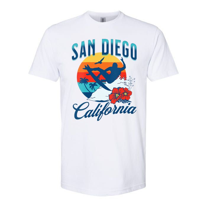 Womens San Diego California Beach Surf Summer Vacation Vintage Softstyle CVC T-Shirt