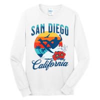 Womens San Diego California Beach Surf Summer Vacation Vintage Tall Long Sleeve T-Shirt