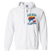 Womens San Diego California Beach Surf Summer Vacation Vintage Full Zip Hoodie