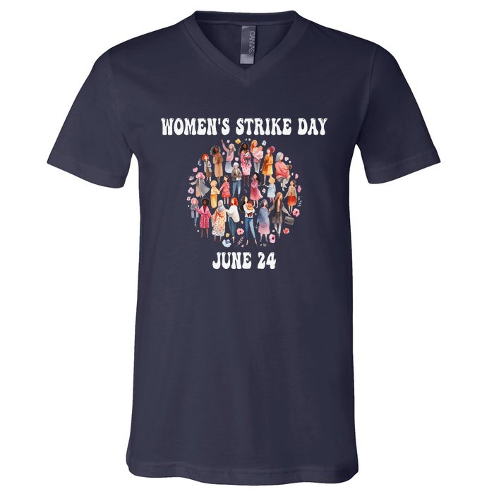 Women Strike Day June 24th Equality Feminist V-Neck T-Shirt