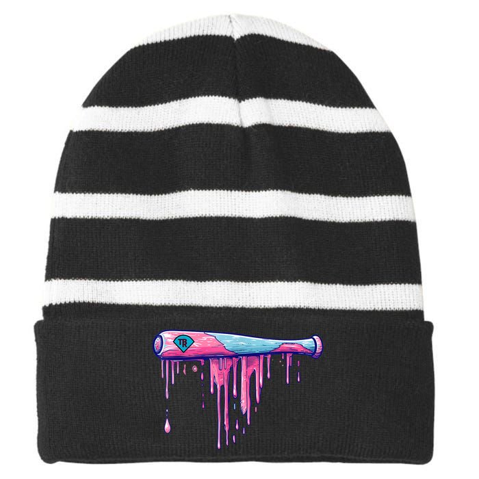 With Sprinkles Drip Striped Beanie with Solid Band