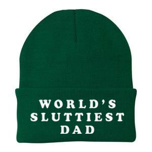 Worlds Sluttiest Dad Funny For Daddy Knit Cap Winter Beanie