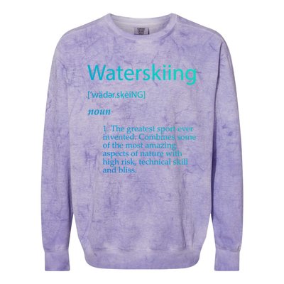 Water Skiing Definition Waterskiing Accessories Gift Great Gift Colorblast Crewneck Sweatshirt