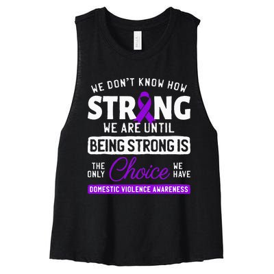 Warrior Survivor Domestic Violence Awareness Purple Ribbon Women's Racerback Cropped Tank