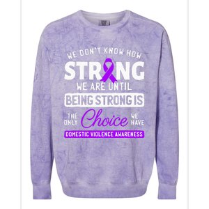 Warrior Survivor Domestic Violence Awareness Purple Ribbon Colorblast Crewneck Sweatshirt