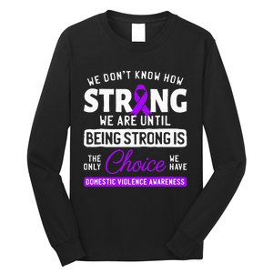 Warrior Survivor Domestic Violence Awareness Purple Ribbon Long Sleeve Shirt