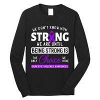 Warrior Survivor Domestic Violence Awareness Purple Ribbon Long Sleeve Shirt