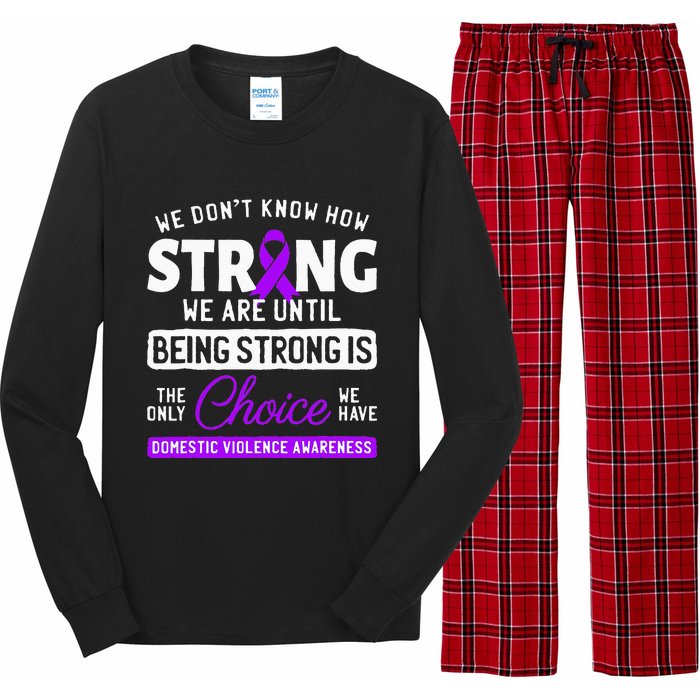 Warrior Survivor Domestic Violence Awareness Purple Ribbon Long Sleeve Pajama Set