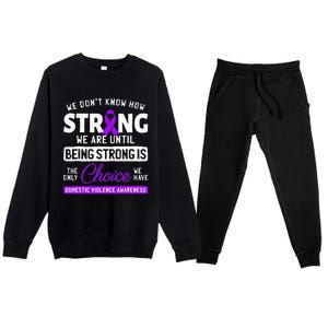 Warrior Survivor Domestic Violence Awareness Purple Ribbon Premium Crewneck Sweatsuit Set