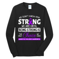 Warrior Survivor Domestic Violence Awareness Purple Ribbon Tall Long Sleeve T-Shirt