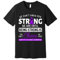 Warrior Survivor Domestic Violence Awareness Purple Ribbon Premium T-Shirt