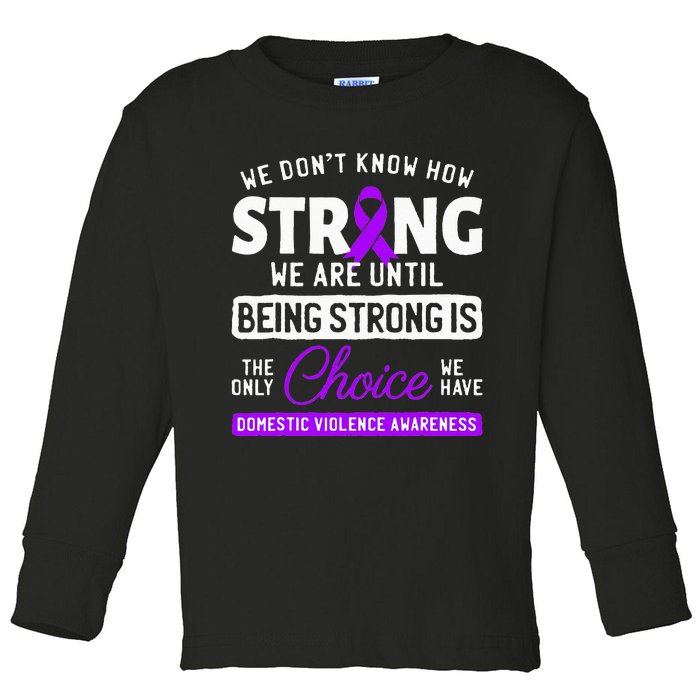 Warrior Survivor Domestic Violence Awareness Purple Ribbon Toddler Long Sleeve Shirt