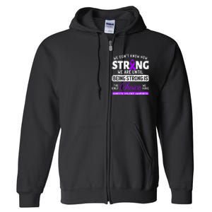 Warrior Survivor Domestic Violence Awareness Purple Ribbon Full Zip Hoodie