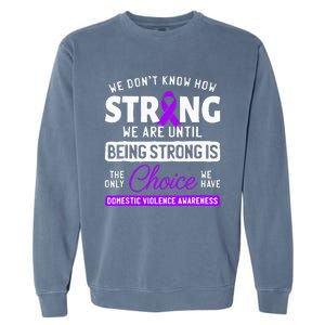 Warrior Survivor Domestic Violence Awareness Purple Ribbon Garment-Dyed Sweatshirt