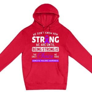 Warrior Survivor Domestic Violence Awareness Purple Ribbon Premium Pullover Hoodie