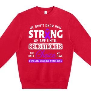 Warrior Survivor Domestic Violence Awareness Purple Ribbon Premium Crewneck Sweatshirt