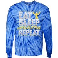 Weight Sports Eat Sleep Repeat Gym Hobby Weight Sports Meaningful Gift Tie-Dye Long Sleeve Shirt