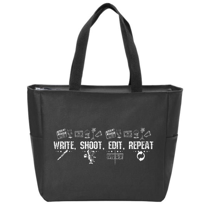 Write Shoot Edit Repeat Filmmaker Zip Tote Bag