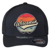 Wisconsin State Est 1849 Retro Vintage Flexfit Unipanel Trucker Cap