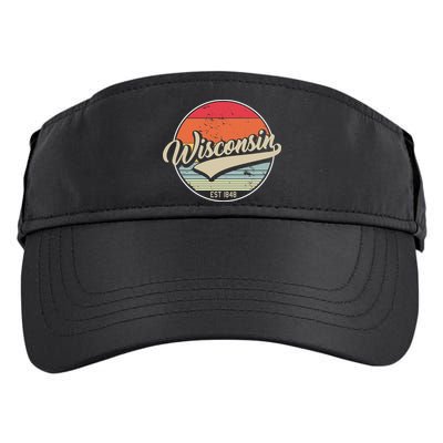 Wisconsin State Est 1849 Retro Vintage Adult Drive Performance Visor