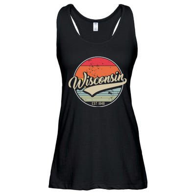 Wisconsin State Est 1849 Retro Vintage Ladies Essential Flowy Tank