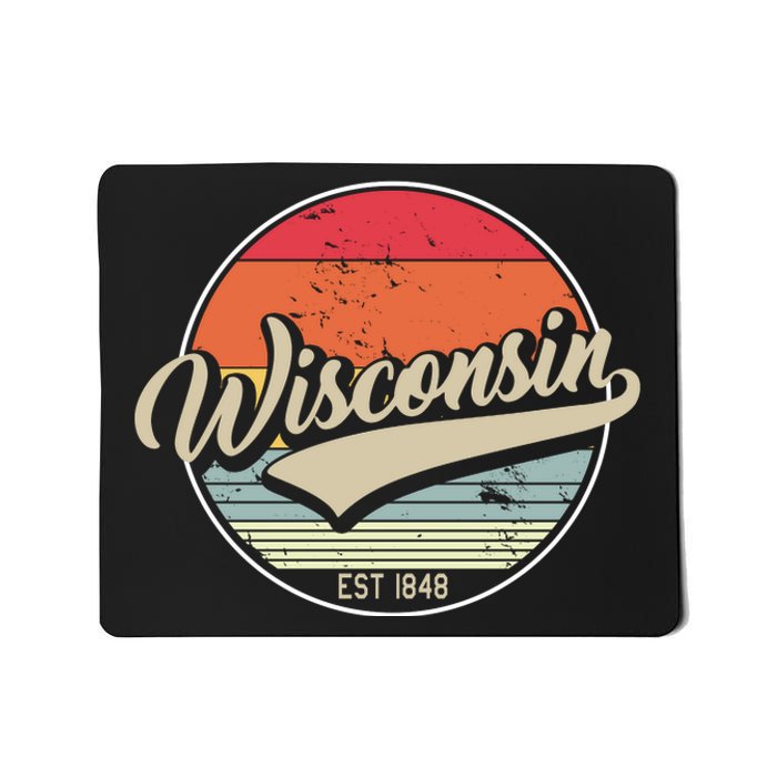 Wisconsin State Est 1849 Retro Vintage Mousepad