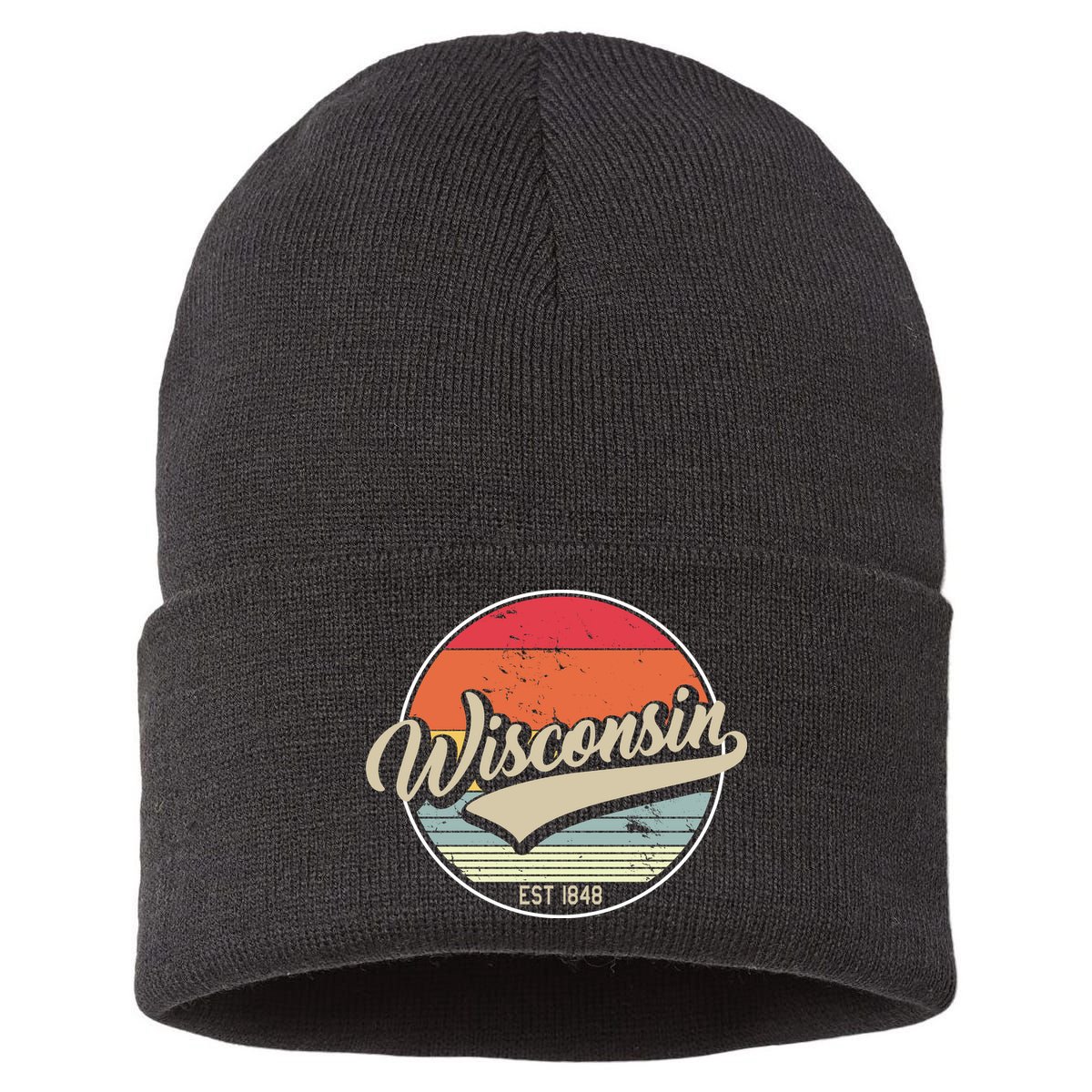 Wisconsin State Est 1849 Retro Vintage Sustainable Knit Beanie