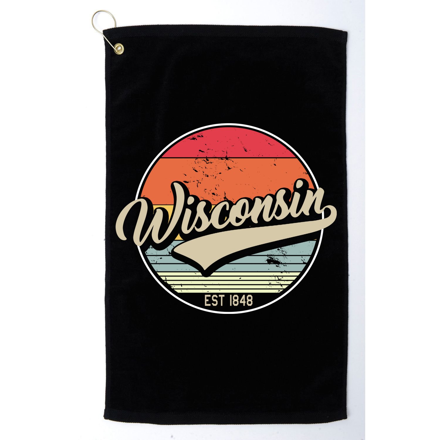 Wisconsin State Est 1849 Retro Vintage Golf Towel