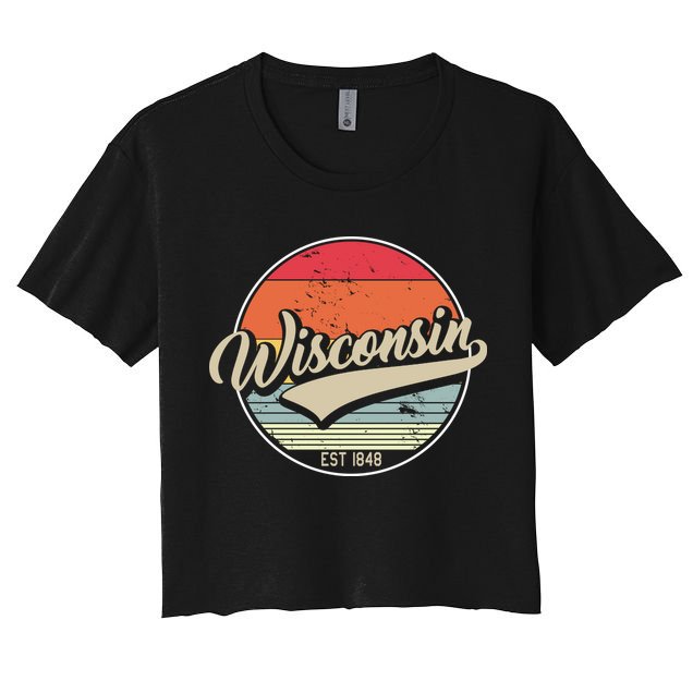 Wisconsin State Est 1849 Retro Vintage Crop Top
