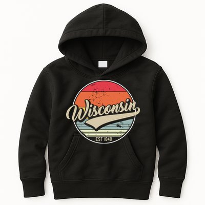 Wisconsin State Est 1849 Retro Vintage Kids Hoodie