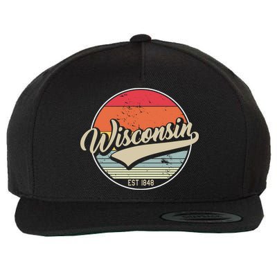 Wisconsin State Est 1849 Retro Vintage Wool Snapback Cap