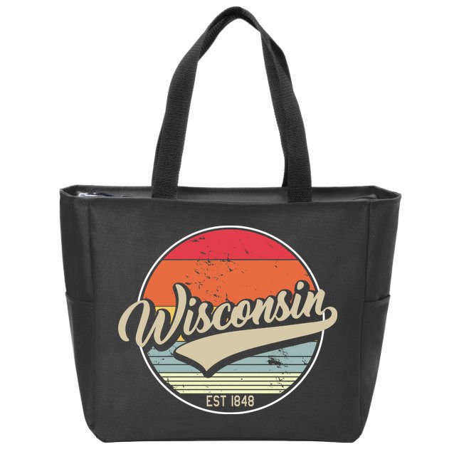 Wisconsin State Est 1849 Retro Vintage Zip Tote Bag
