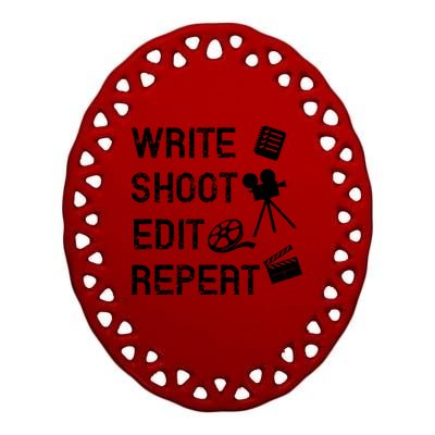 Write Shoot Edit Repeat Ceramic Oval Ornament