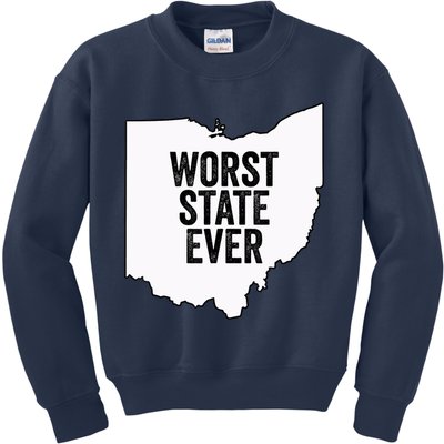 Worst State Ever, Ohio Sucks Gift Kids Sweatshirt