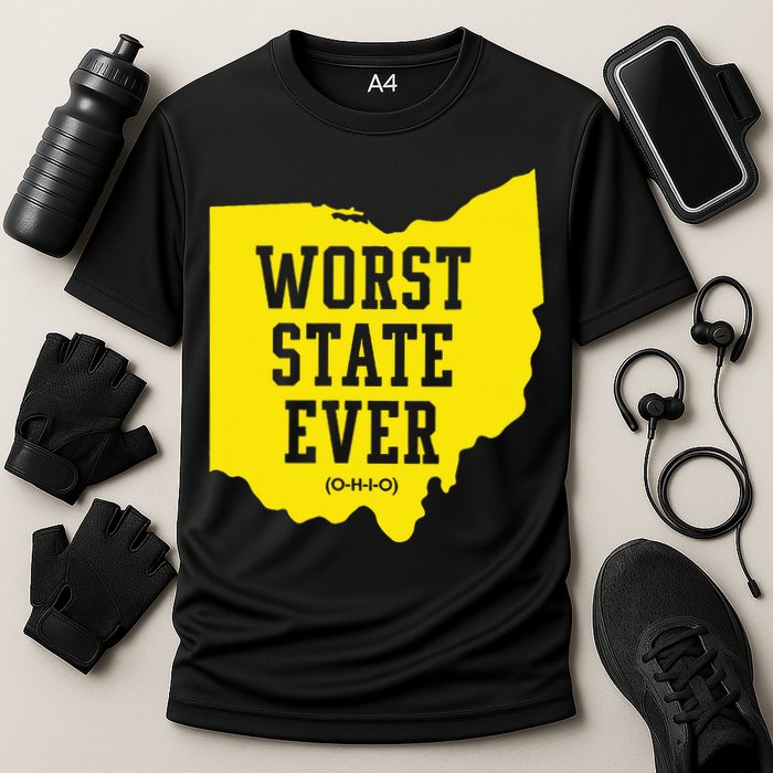 Worst State Ever Ohio Cooling Performance Crew T-Shirt