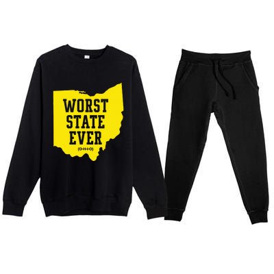 Worst State Ever Ohio Premium Crewneck Sweatsuit Set