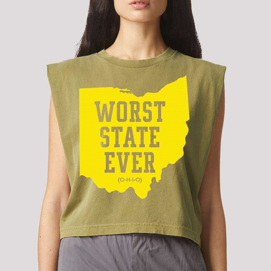 Worst State Ever Ohio Garment-Dyed Women's Muscle Tee