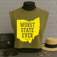Worst State Ever Ohio Garment-Dyed Women's Muscle Tee