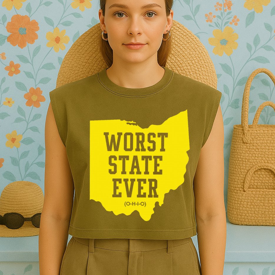 Worst State Ever Ohio Garment-Dyed Women's Muscle Tee